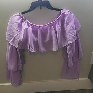 Light lilac  bando crop top with bell sleeves